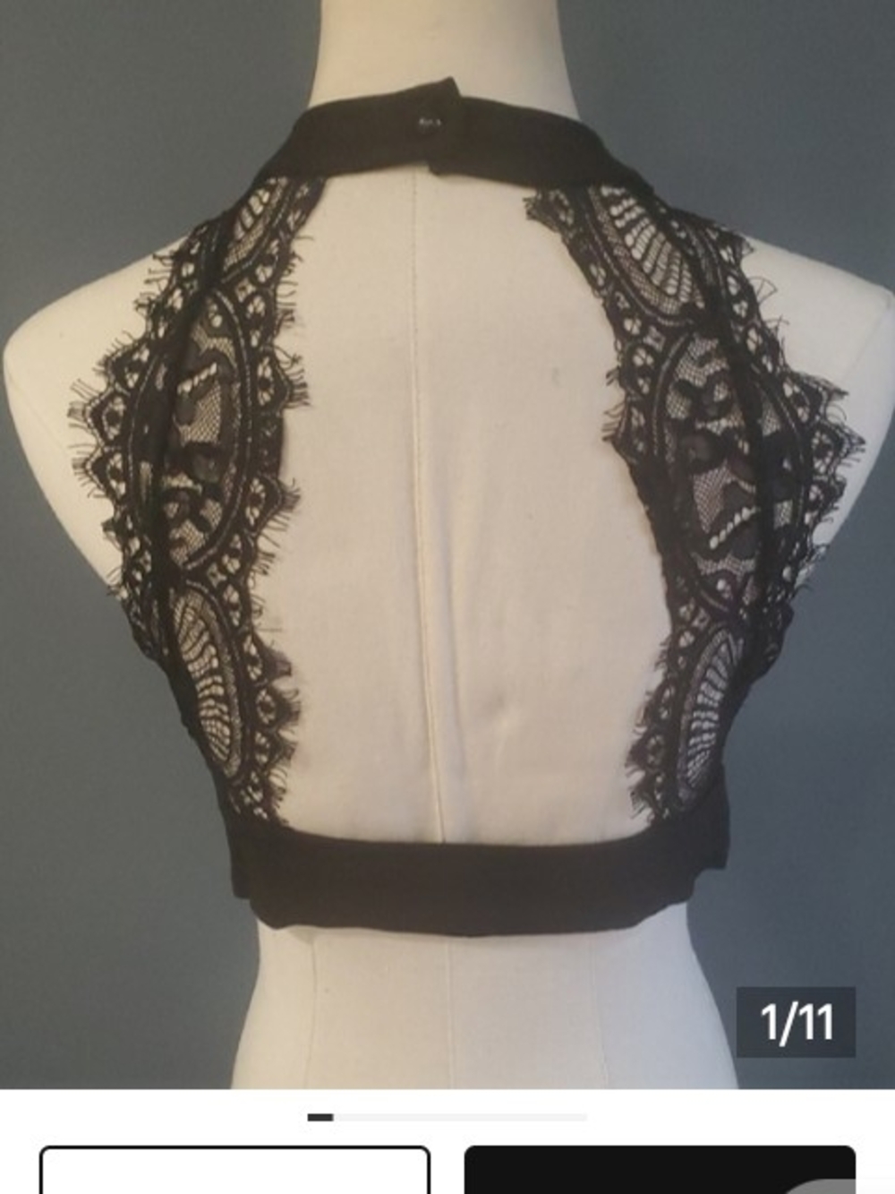 Lulu's Black Lace Halter Crop Top